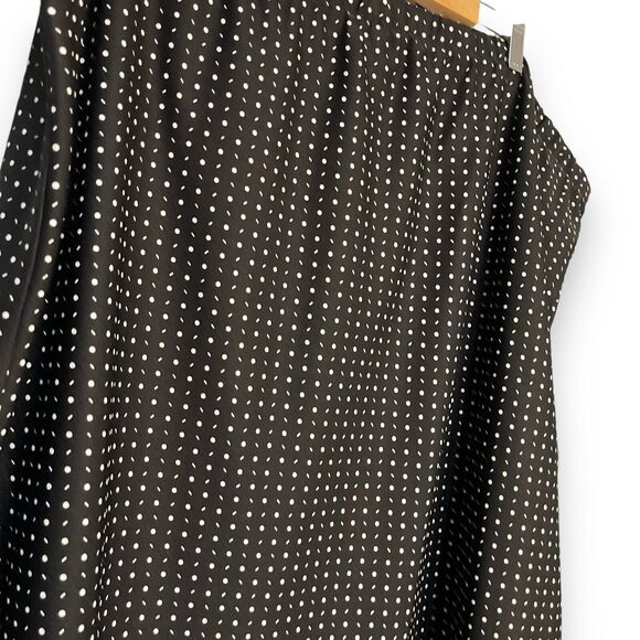 VTG Just 4 INC Knee Length Skirt Women's 22 Black Polka Dot Academia Preppy Slit - Picture 6 of 10